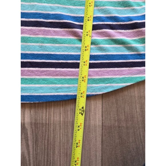 Talbots Petite V-Neck Striped Short Sleeve Top M Linen Blend Blue & Purple - Picture 6 of 7